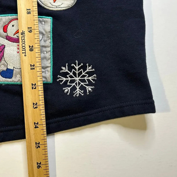 Karen Scott sport snowman applique button down navy fleece sweater size 1X - Picture 9 of 9